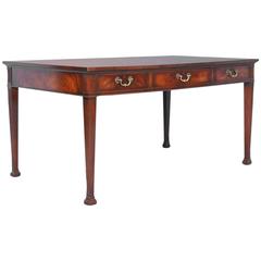 Antique English Mahogany Desk with Leather Top, circa 1900