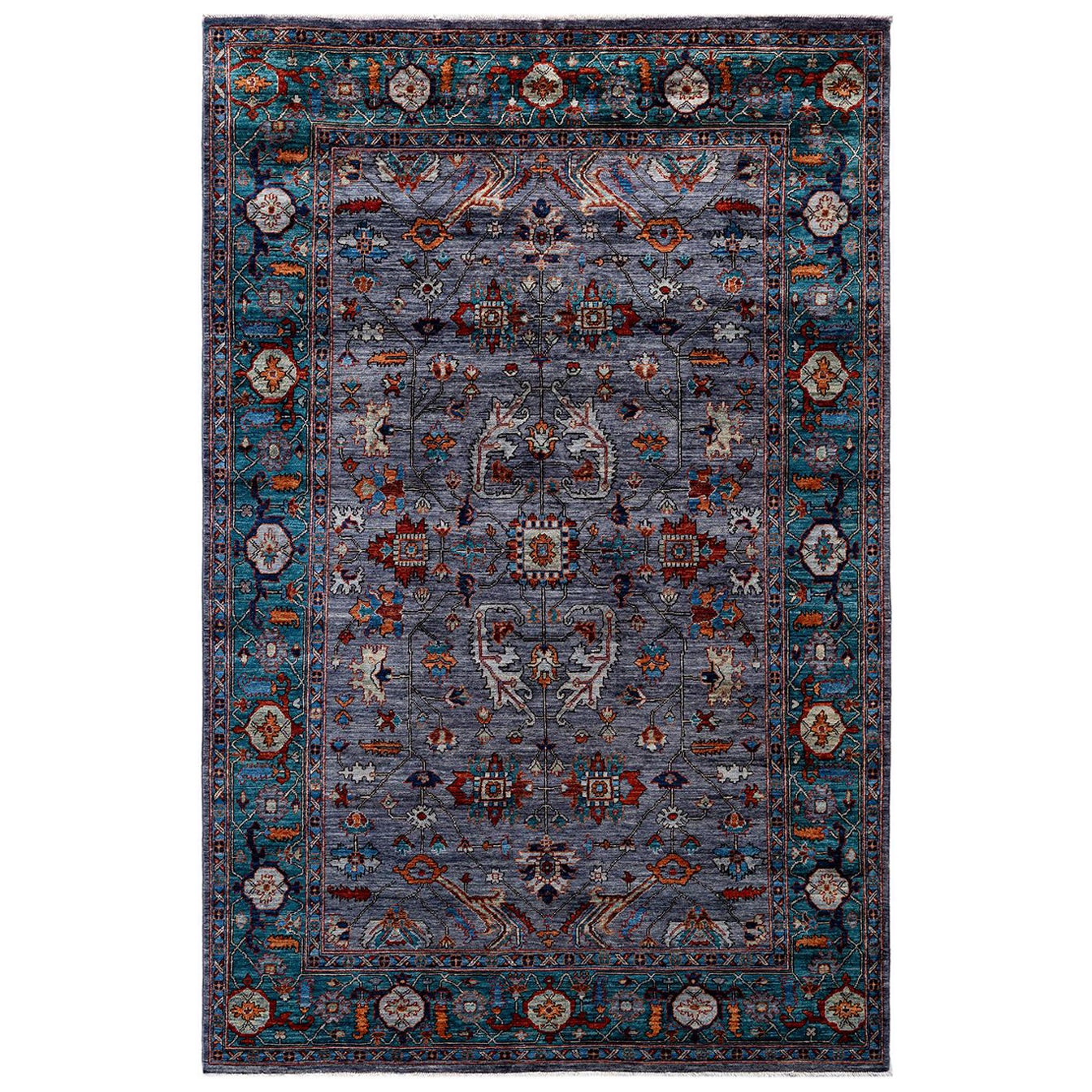 Tapis traditionnel Serapi noué à la main gris de 5' 11" x 9' 0"