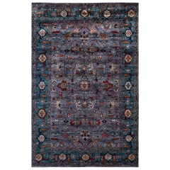 Tapis traditionnel Serapi noué à la main gris de 5' 11" x 9' 0"