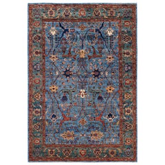 Traditional Serapi Hand Knotted Wool Light Blue Area Rug 6' 0" x 8' 9"