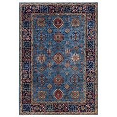 Traditional Serapi Hand Knotted Wool Light Blue Area Rug 6' 1" x 8' 9"