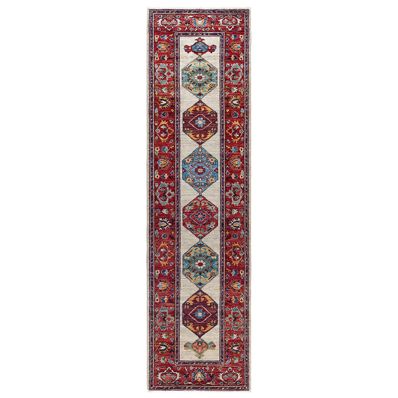 Traditional Serapi Hand Knotted Wool Beige Area Rug 2' 8" x 9' 9"
