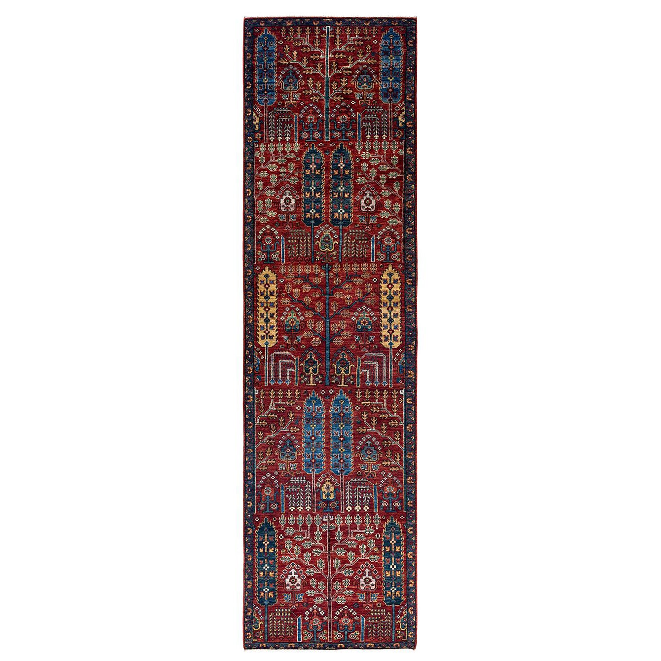 Tappeto tradizionale Serapi in lana rossa annodata a mano 2' 7" x 9' 9"