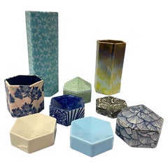 Set di oggetti esagonali unici in ceramica, Heini Riitahuhta, Arabia Art Departement