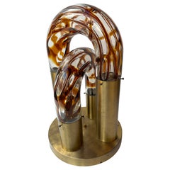 Brass Chain Lamp Murano Glass by Aldo Nason for Mazzega, Italy, 1970s