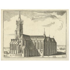 1720 Etching of St. Christopher's Cathedral in Roermond by Jacobus Harrewijn