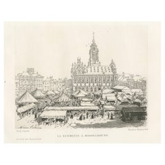 1882 Heliograbado de la Feria de Middelburg de Maxime Lalanne en los Países Bajos