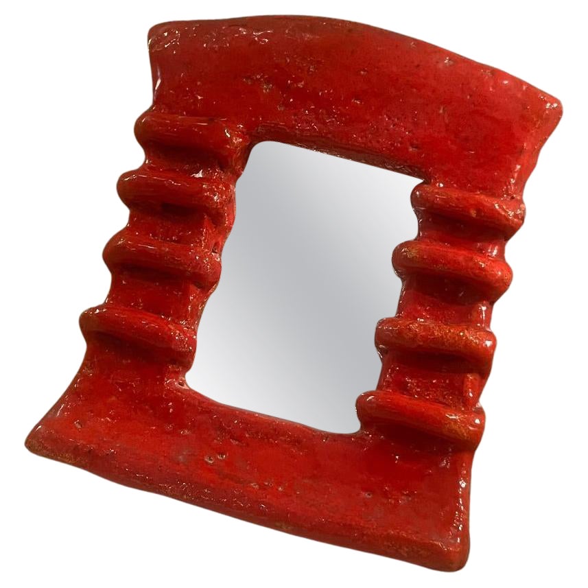 Rare ceramic mirror by les Argonautes, France 1960's For Sale