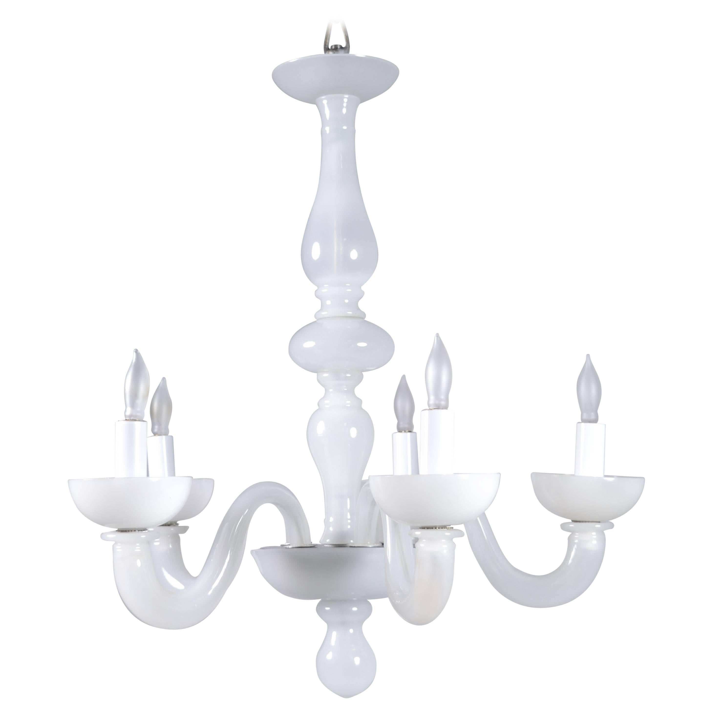 Murano Opalescent Five-Arm Chandelier, circa 1940s