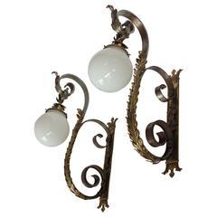 Antique Spectacular 1920s American Bronze Wall Sconces