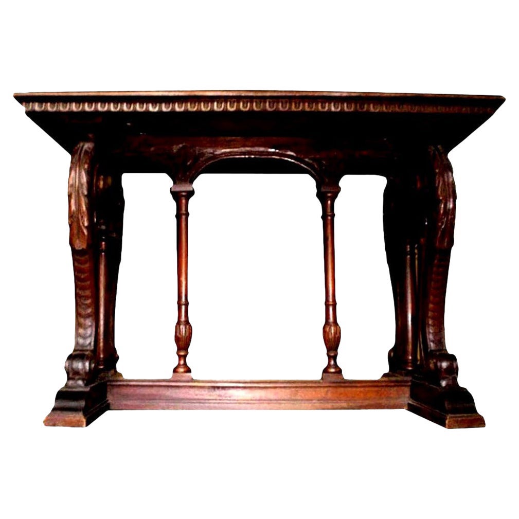 Antique Northern Italian Walnut Table For Sale