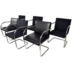 Set of Six Mies Van Der Rohe Tubular Brno Chairs by Knoll 10