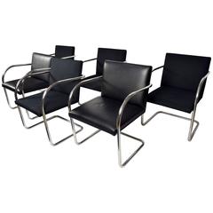 Set of Six Mies Van Der Rohe Tubular Brno Chairs by Knoll