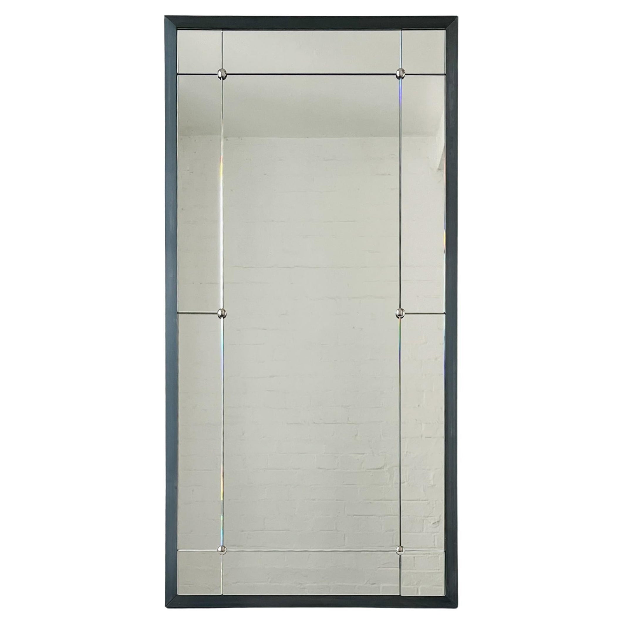 Quadris Rectangular Multi-Panelled Mirror with Blackened Metal Frame For Sale