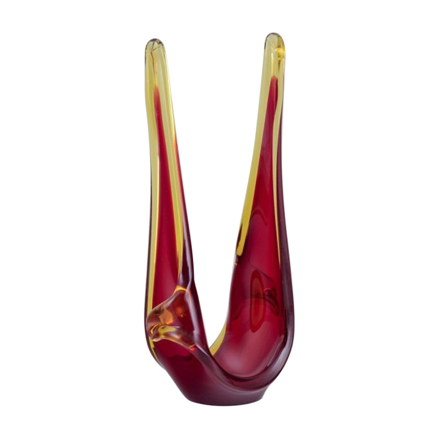 Flavio Poli/Seguso, Murano. Bowl in yellow and red art glass. Unique piece. For Sale
