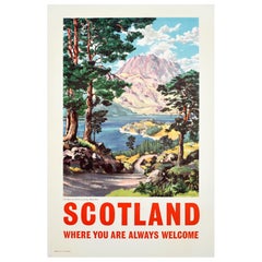 Original Vintage Travel Poster Scotland Loch Maree Slioch Porteous Wood Highland