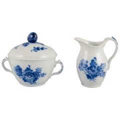 Royal Copenhagen Blue Flower Braided, creamer and sugar bowl