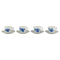 Royal Copenhagen, Blue Flower Braided, four coffee cups with saucers.