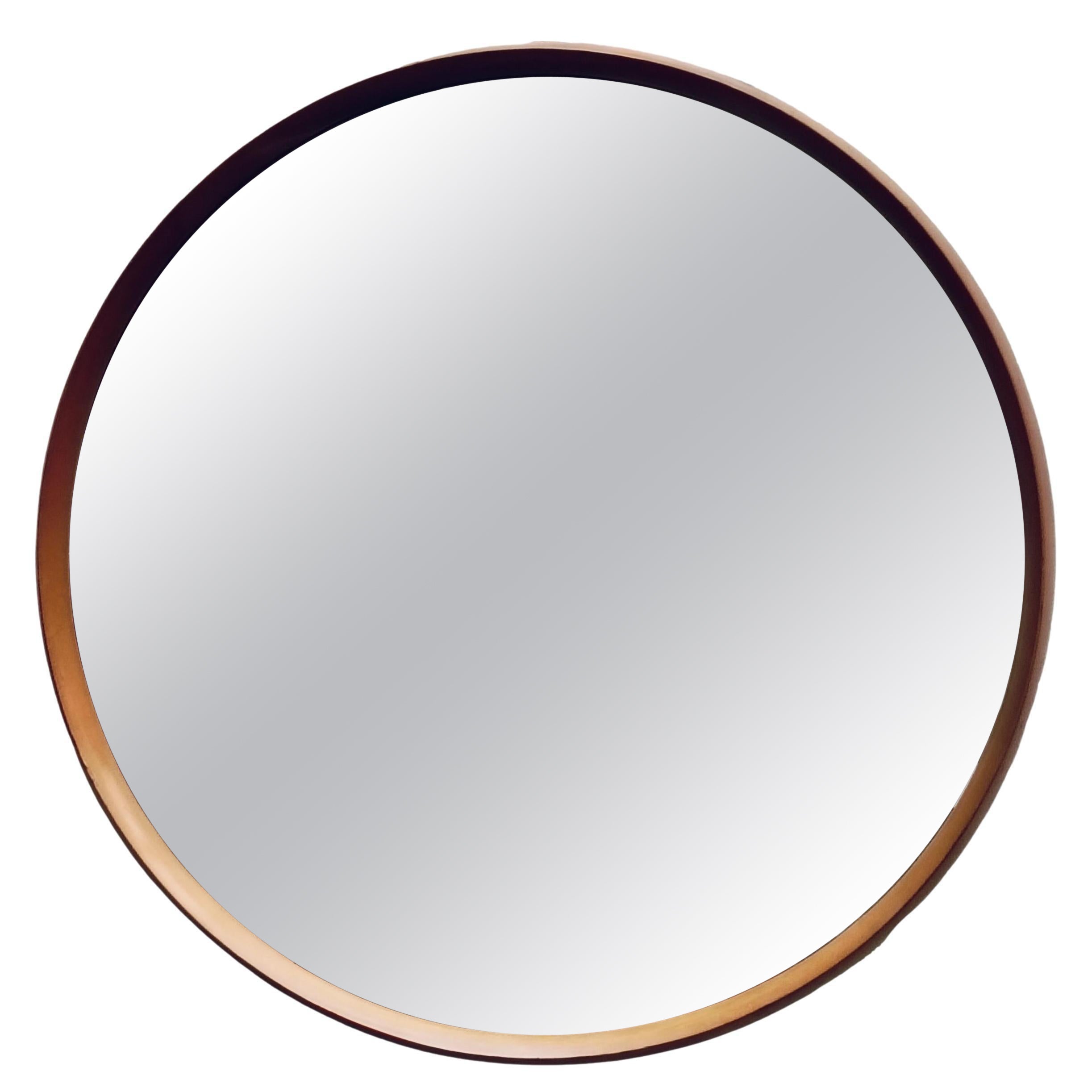 Wood Round Wall Mirror, Italy, 1960s For Sale