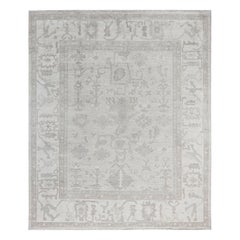 Traditional Oushak Hand Knotted Wool Ivory Area Rug 8' 1" x 9' 8"