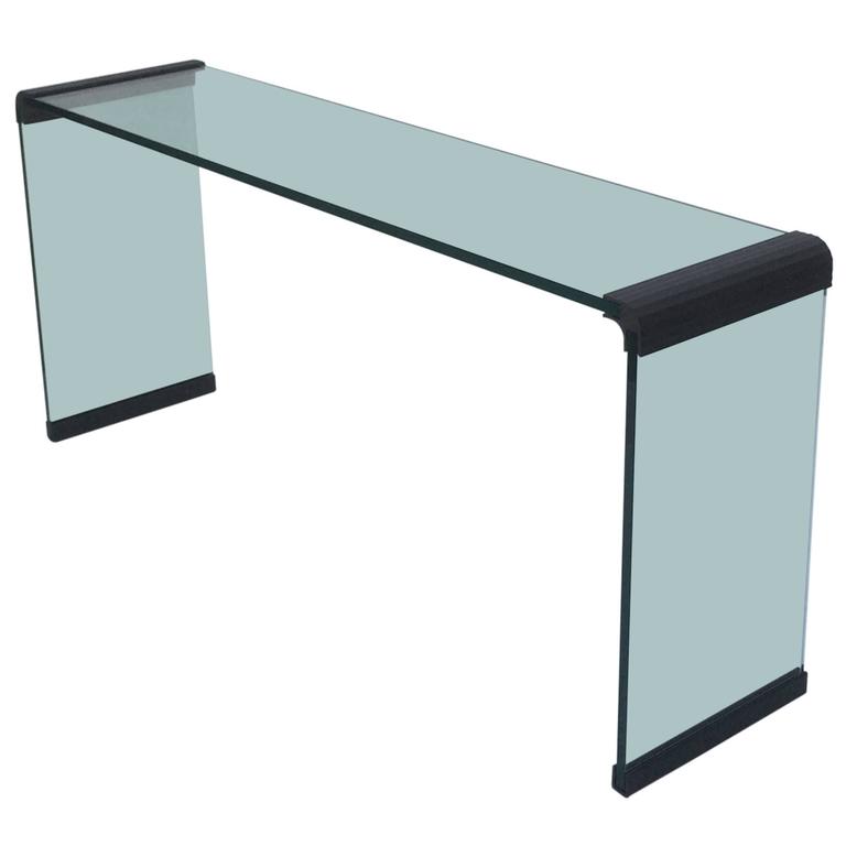 Scalloped Bronze and Glass Console Table by Leon Rosen for Pace Collection For Sale at 1stdibs