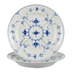 Royal Copenhagen Blue Fluted Plain, two lunch plates in porcelain.