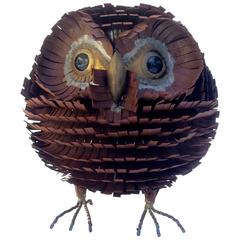 Vintage Brass and Metal Owl Sculpture by Curtis Jere.