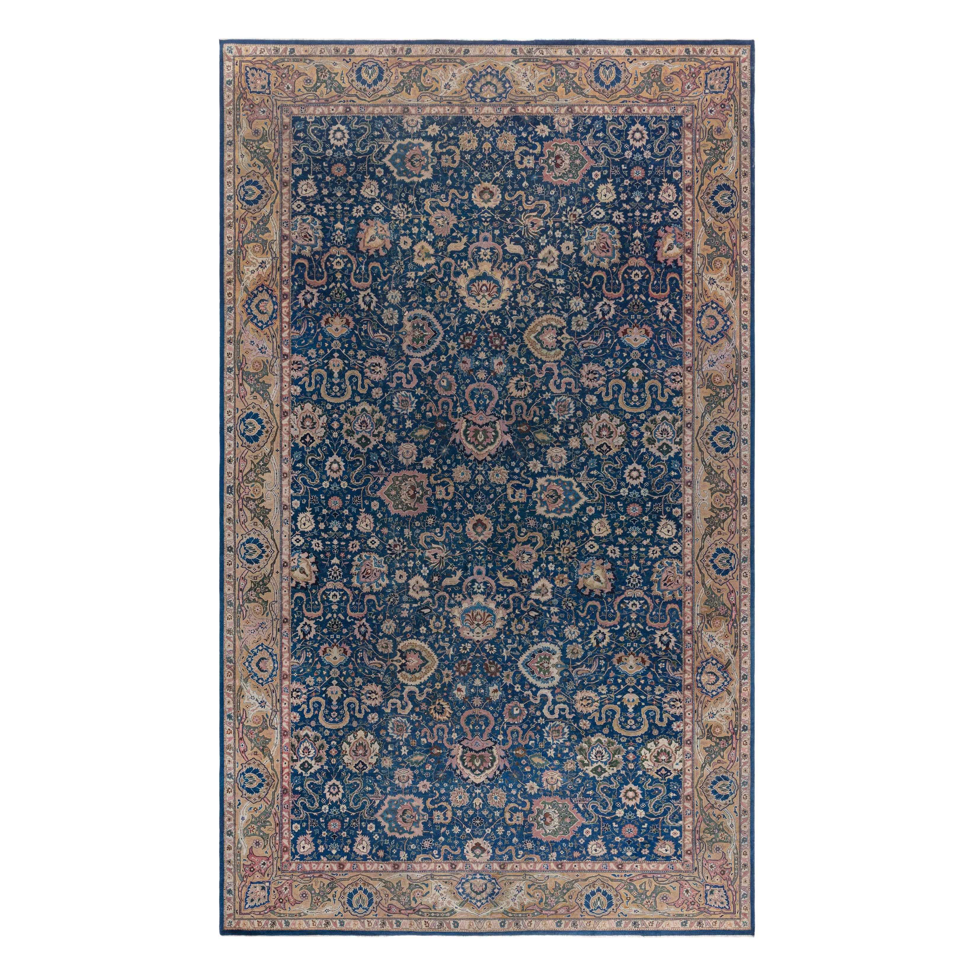 Doris Leslie Blau Antique Indian Handmade Wool Rug For Sale