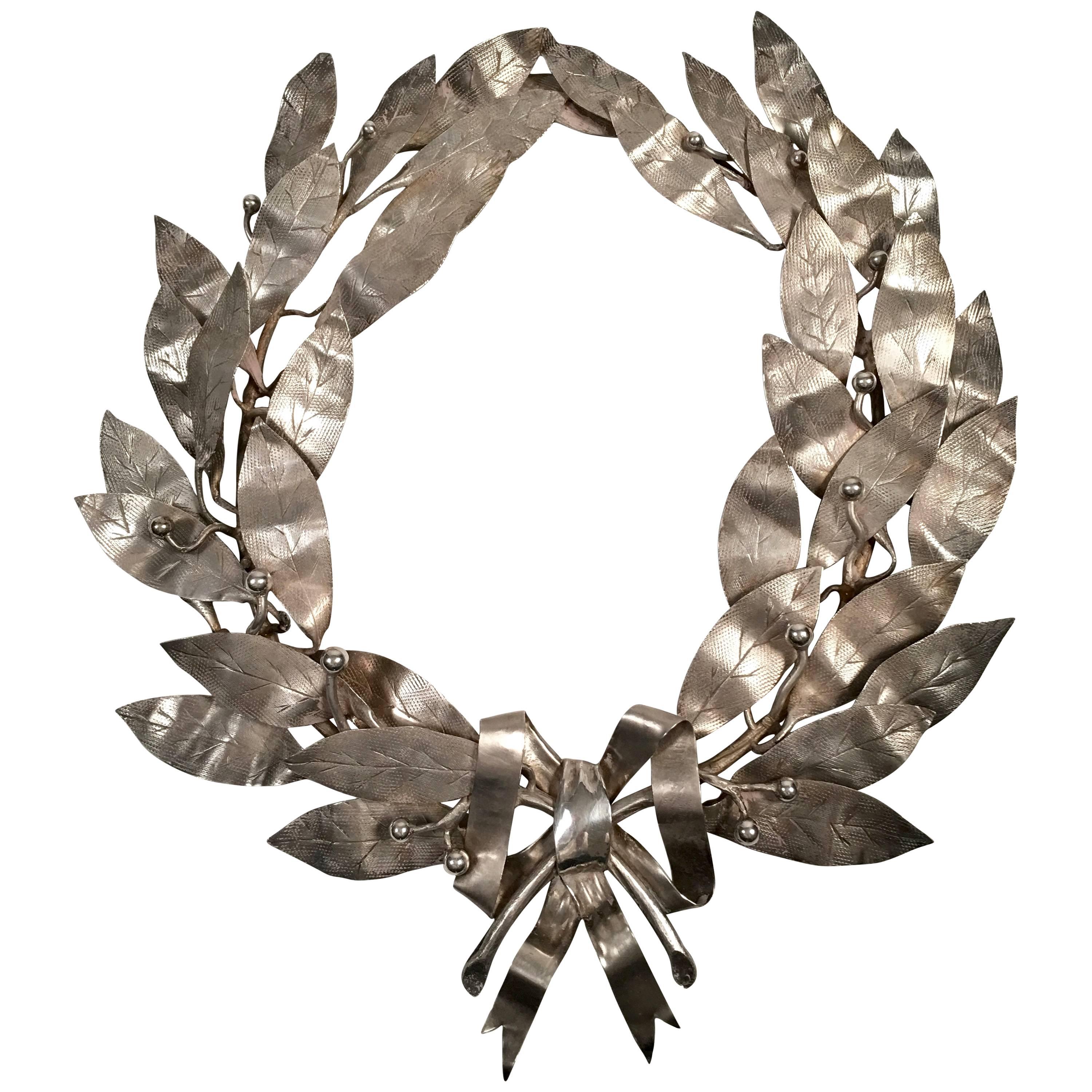 Neoclassical Silver Plated Laurel Wreath, circa 1904