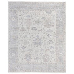 Traditional Oushak Hand Knotted Wool Ivory Area Rug 8' 3" x 9' 9"