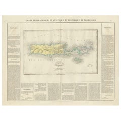 Mapa Buchon de 1825 de Puerto Rico y las Islas Vírgenes con historia colonial detallada