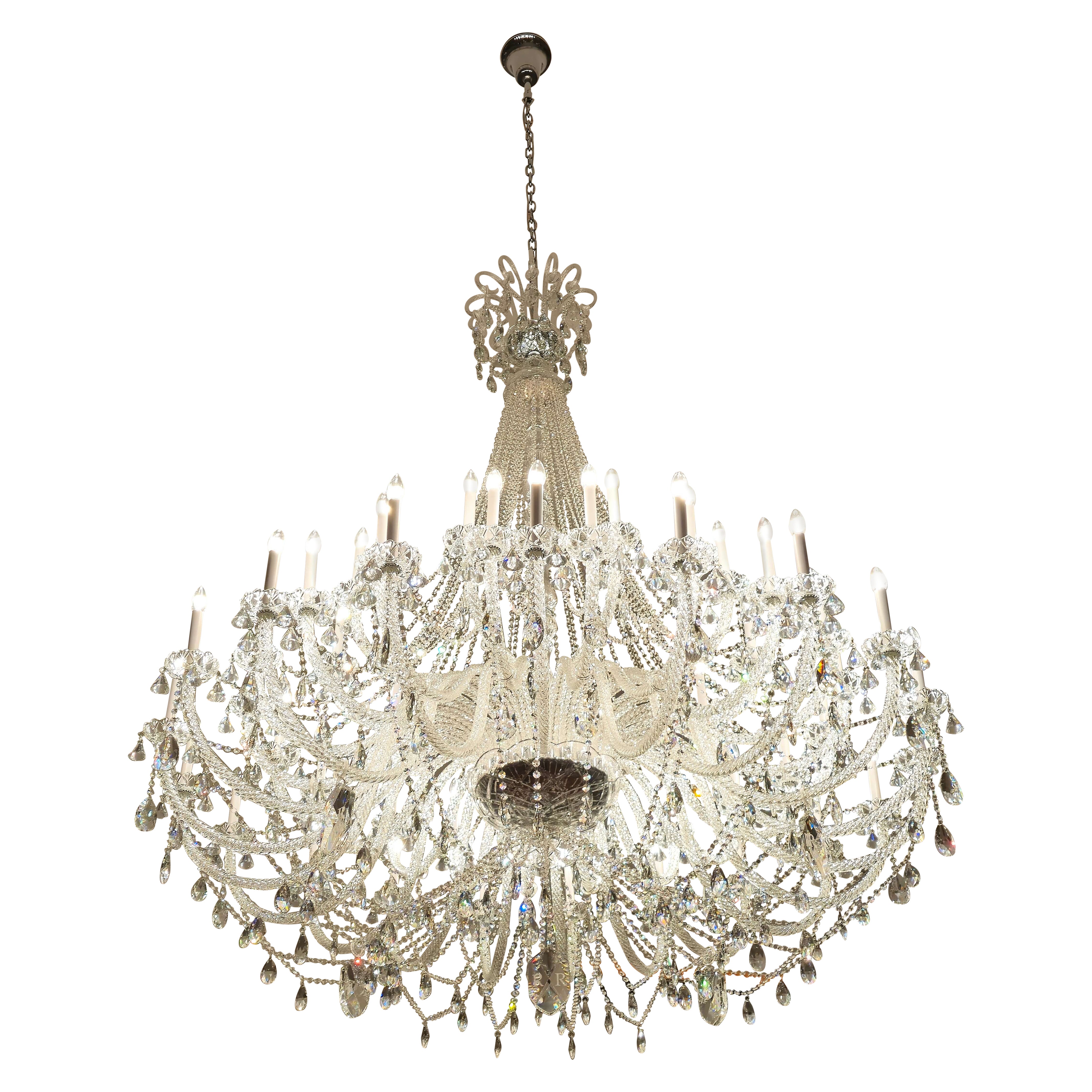 Grande lampadario in vetro con cristalli scintillanti &New