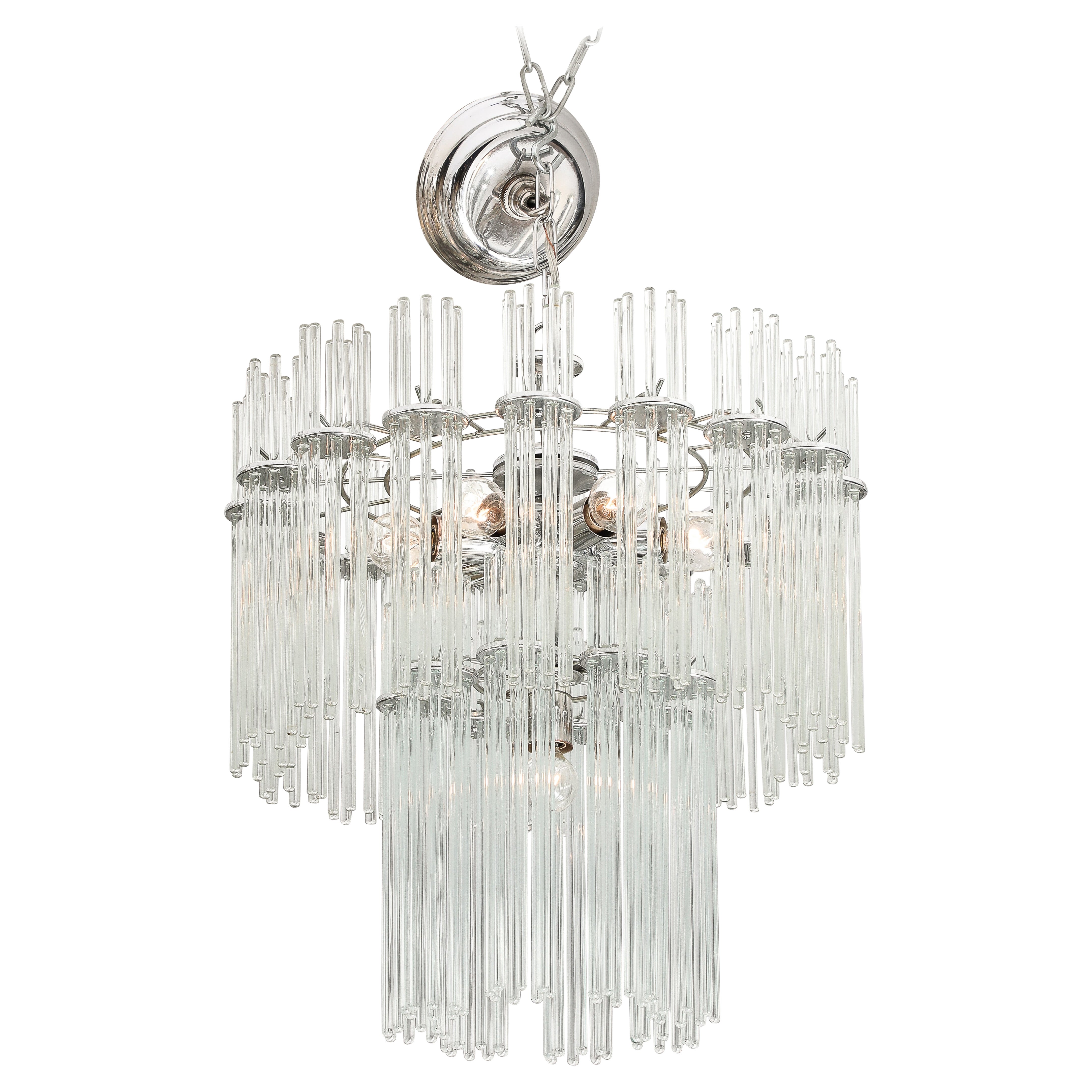 Mid Century, Gaetano Sciolari Glass Rod Chandelier