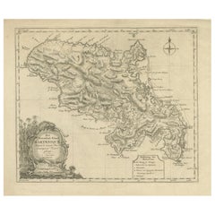 Antique 18th Century Original Dutch Map of Martinique in The West Indies by Isaak Tirion
