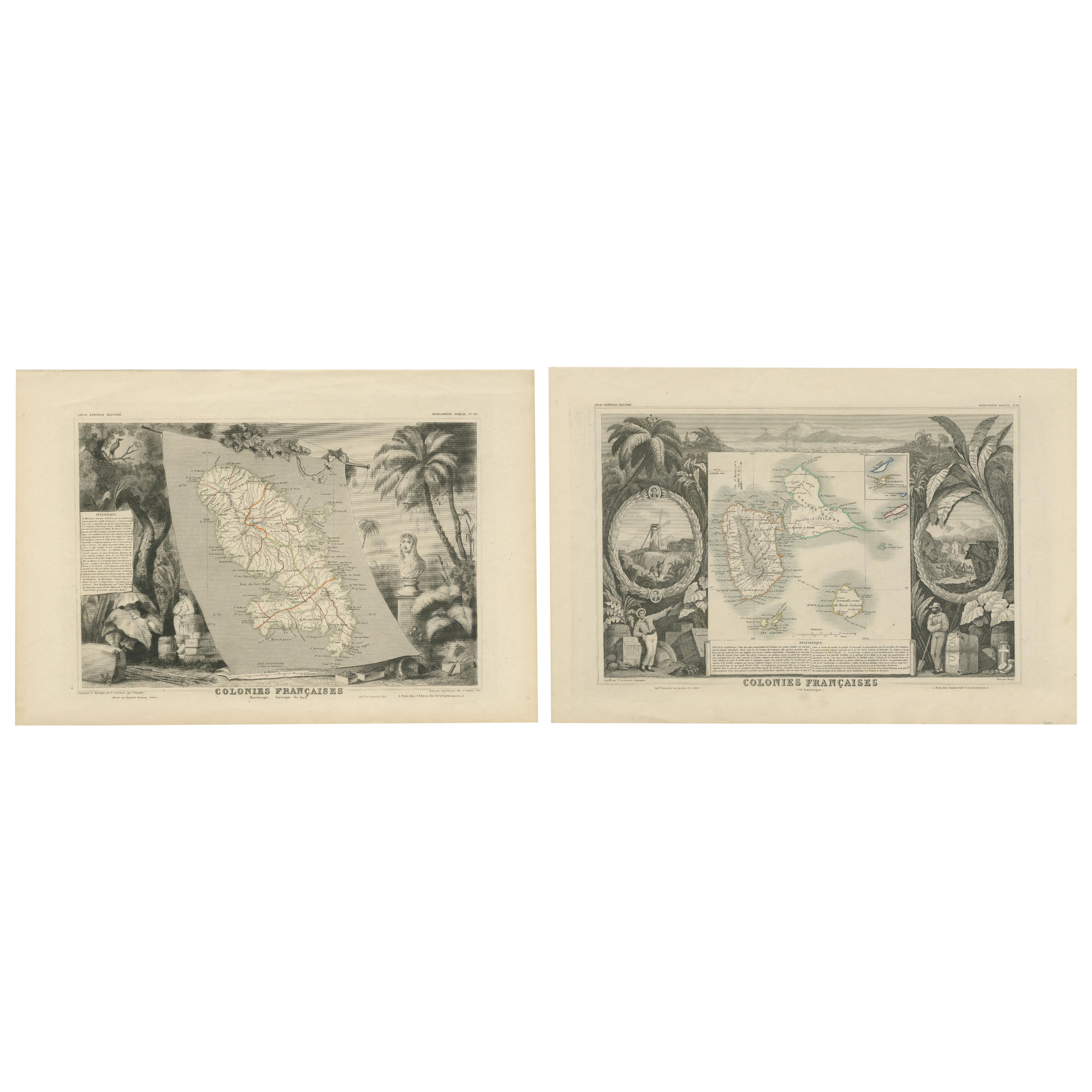 Französische Kolonien in der Karibik: Karten von Martinique und Guadeloupe (1852)