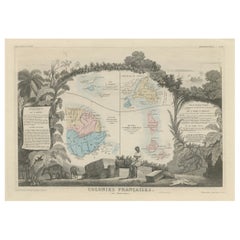 Map of French Colonies in the Americas: St. Martin, French Guiana und St. Pierre