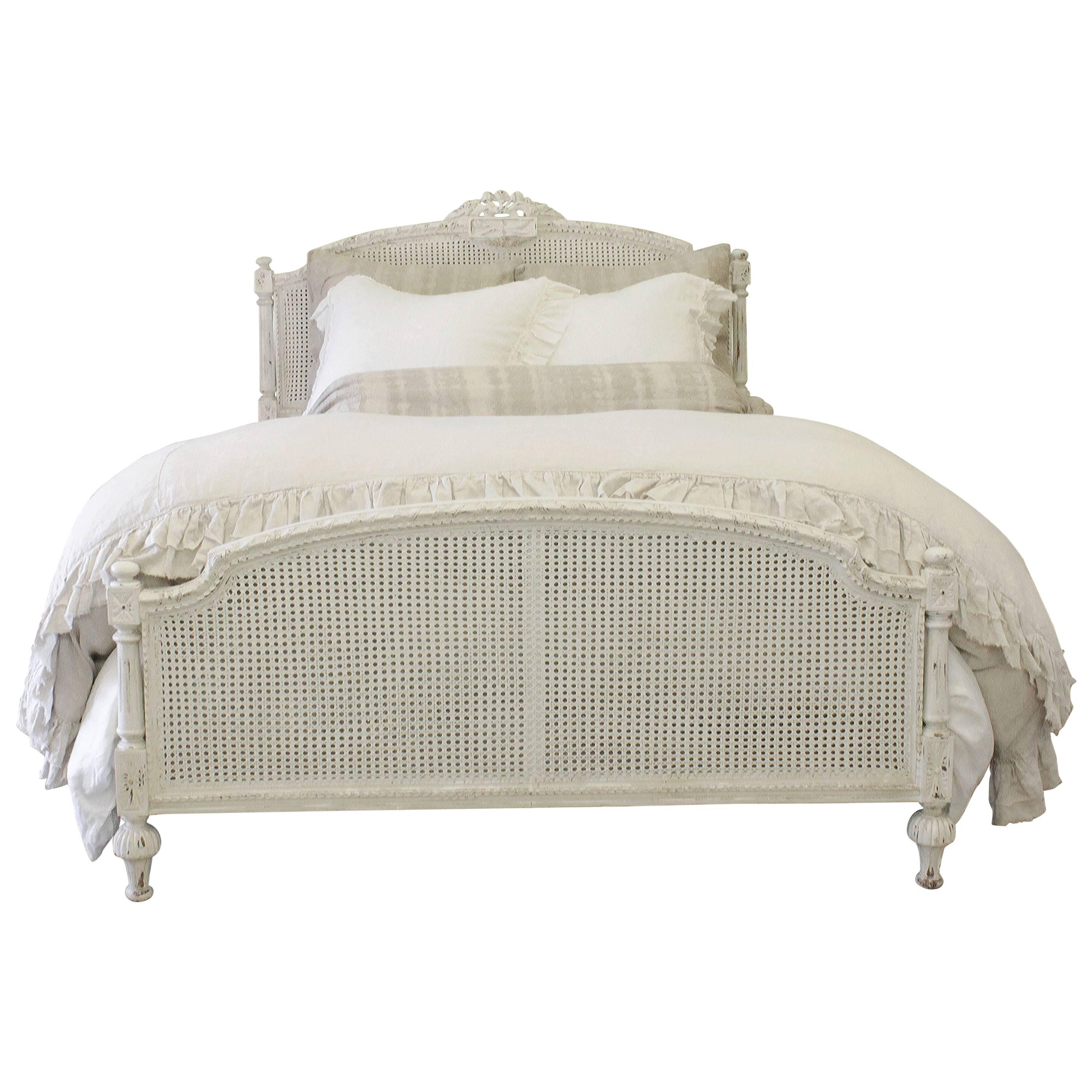 French Painted Louis XVI Queen-Size Bed Frame