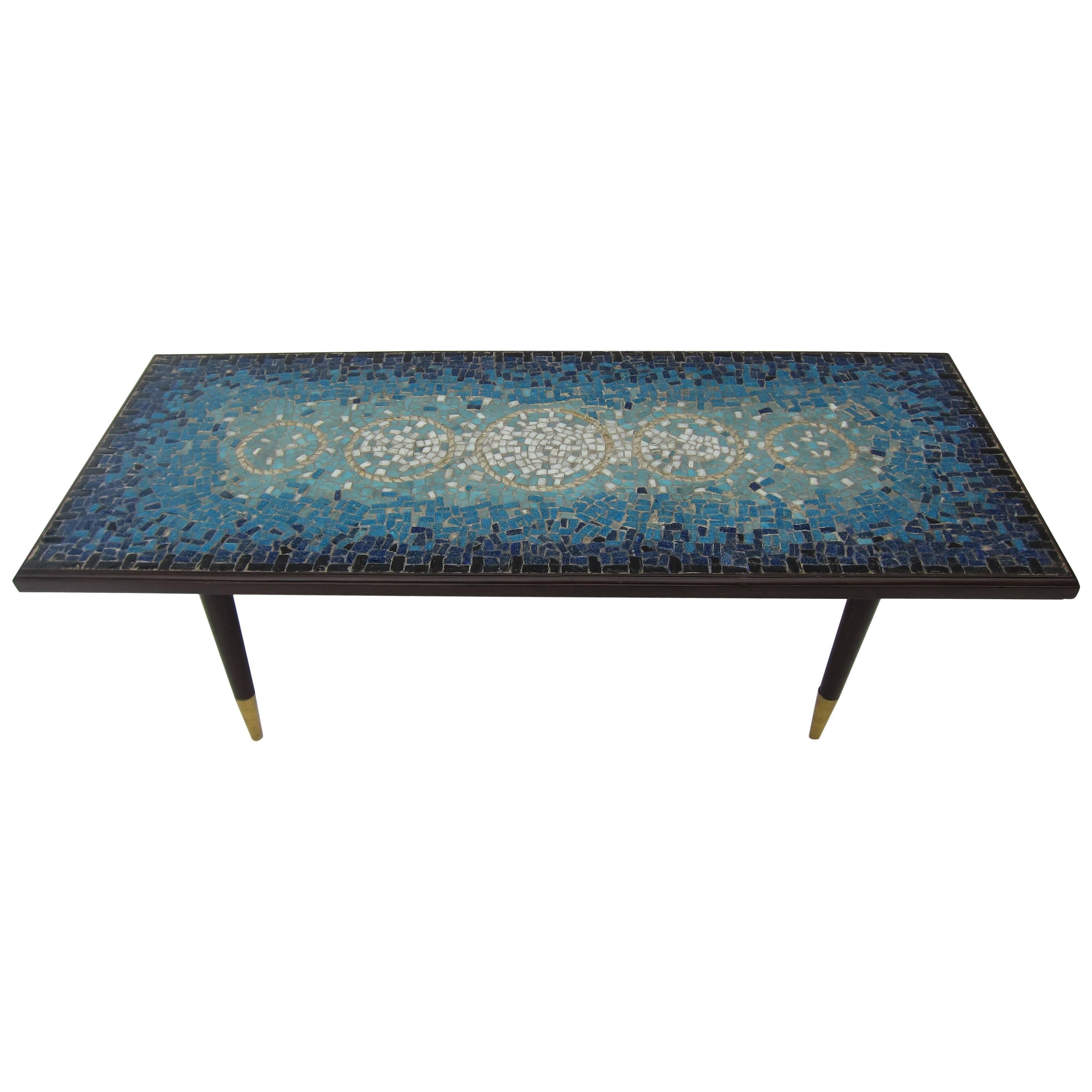 Mid-Century Glass Mosaic Coffee Table, Genaro Alvarez For Sale