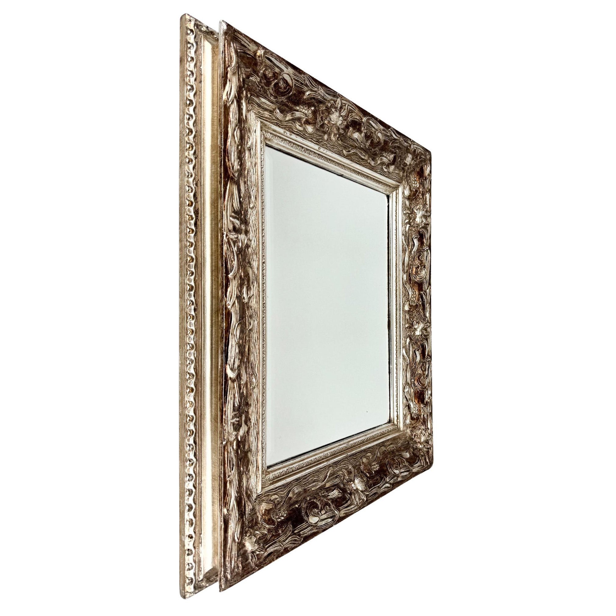 Antique Wall Mirror with Facet, France