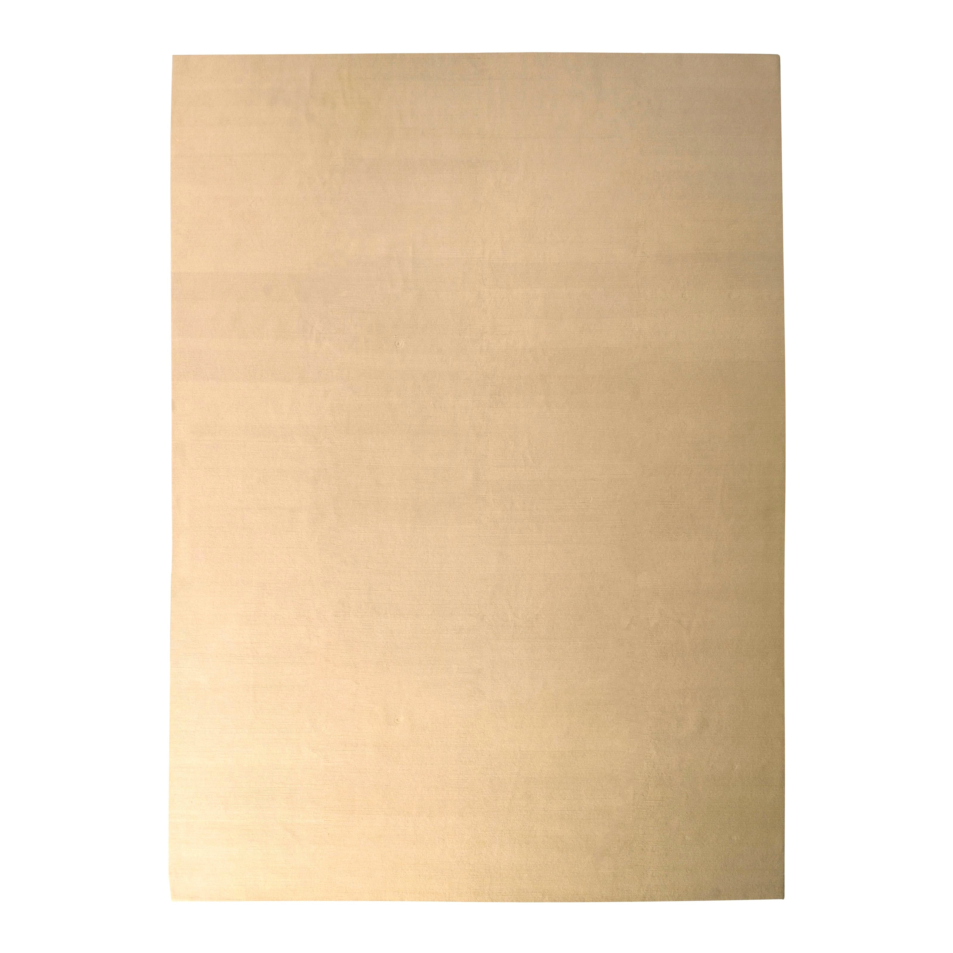 Rug & Kilim's Hand Knotted Solid Beige Rug Wool and Silk Texture of Color For Sale