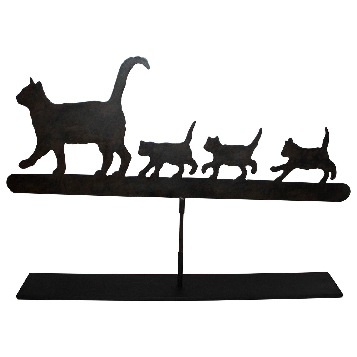 Early 20th Century Original Painted Folky Cats Weathervane For Sale at