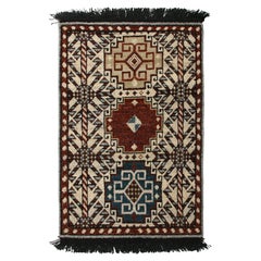 Rug & Kilim's Hand Knotted Qashqai Style Rug in Beige Red Geometric Pattern