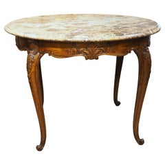 19th Century French Louis XV Style Center Table with Breche Marble Top