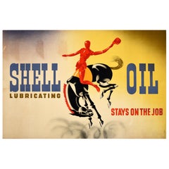 Poster pubblicitario originale d'epoca Shell Oil Rodeo Abram Games
