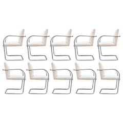 Juego de Diez (10) Sillas de Comedor Knoll Mies van der Rohe Tubular Brno en Mezcla de Lana