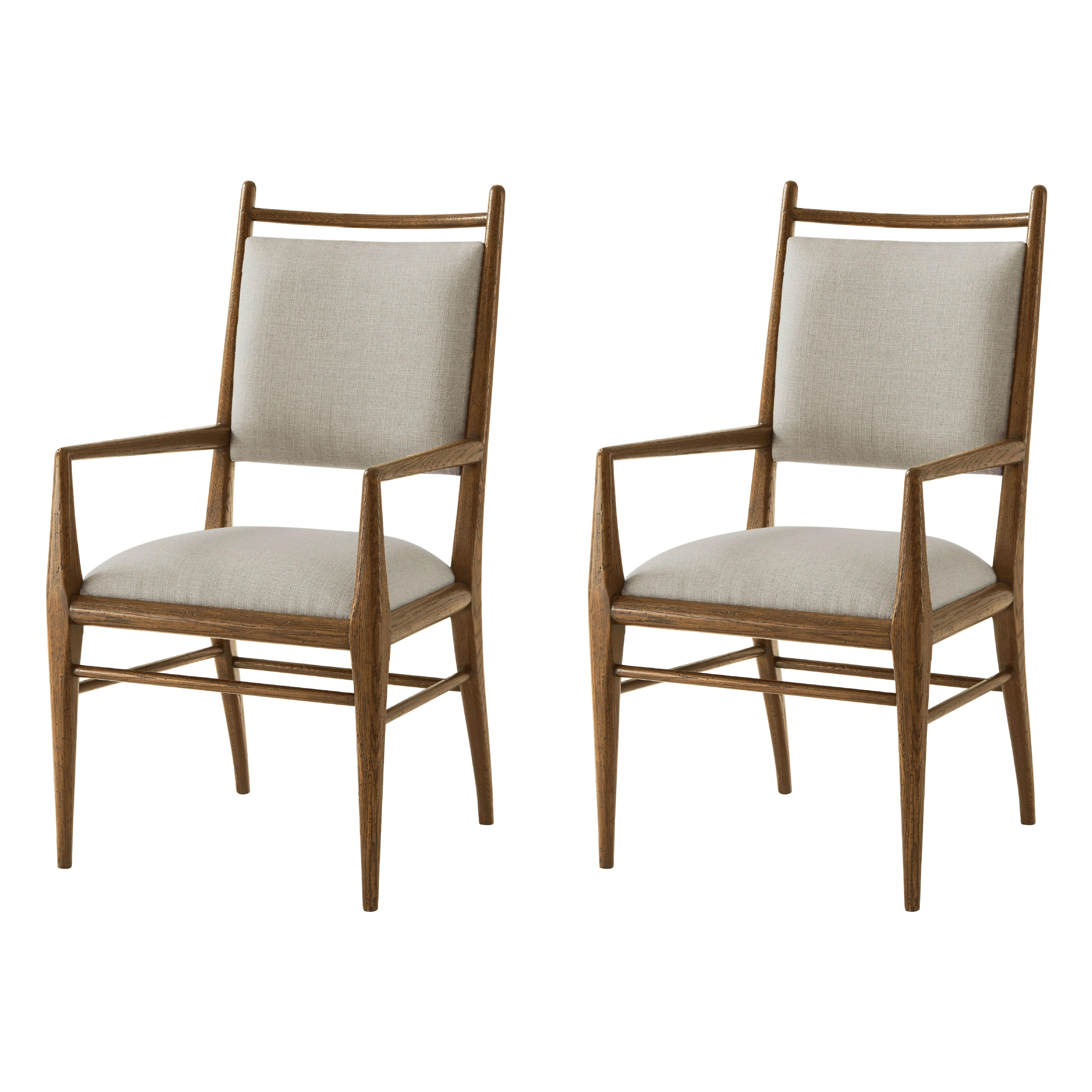 Mid Century Oak Dining Armchair - Light (Set of 2)