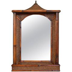 French Early 20th Century Bamboo and Rattan Powder Room Mirror
