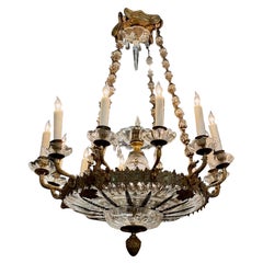 French Empire Bronze and Crystal 12-Light Chandelier