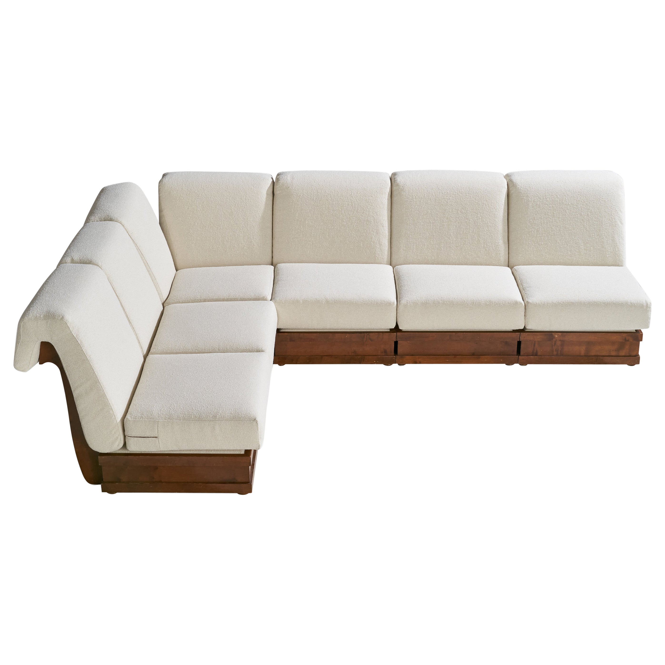 Luciano Frigerio, Sectional Sofa, Wood, Fabric, Italy, 1970s