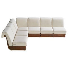 Luciano Frigerio, Modulsofas, Holz, Stoff, Italien, 1970er Jahre